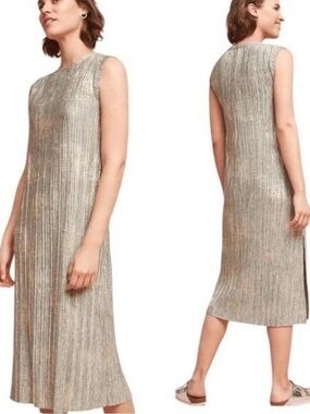 Akemi + Kin Sleeveless Metallic Midi Dress in Gold